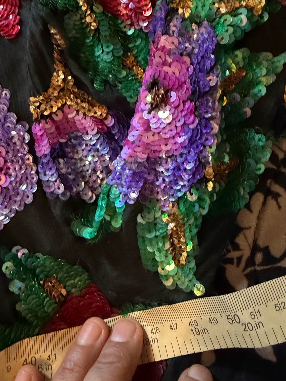 Laurence Kazar Black Sequin Floral Long-Sleeve Top with Purple Accents - Picture 12 of 12